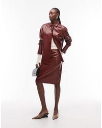 ASOS - Faux-leather Oversized Dipped Hem Shirt - Lyst