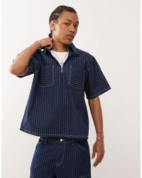 Reclaimed (vintage) - Denim Pinstripe Boxy Shirt Co-ord With Zip Detail - Lyst