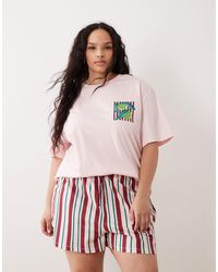 ASOS - Asos design curve – pyjama bestehend aus oversize-t-shirt mit "farmers market"-grafik und shorts - Lyst