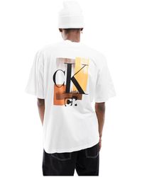 Calvin Klein - Connected layer landscape - t-shirt bianca - Lyst