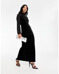 Y.A.S - Y.a.s High Neck Velvet And Mesh Mix Midi Dress - Lyst