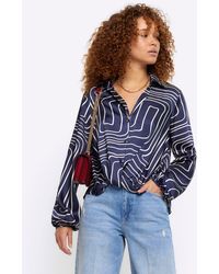 River Island - Abstract Wrap Shirt - Lyst