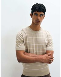Mango - Slim Fit Knitted Striped T-shirt - Lyst