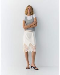 Pull&Bear - Gonna Midi Con Dettagli Lingerie - Lyst