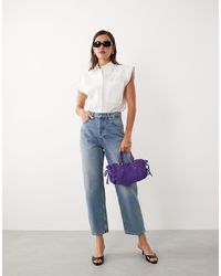Mango - Starring Hailey Bieber Statement Shoulder Sleeveless Shirt - Lyst