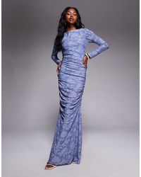 ASOS - Devore Long Sleeve Ruched Maxi Dress - Lyst