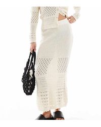 Vero Moda - Falda Larga Color Crema De Croché De (Parte De Un Conjunto)-Blanco - Lyst