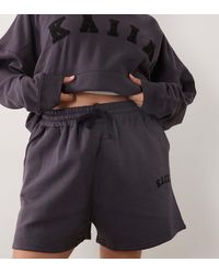 Kaiia - Plus Cotton Rich Embroidered Logo Sweat Shorts Co-Ord - Lyst