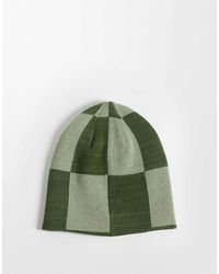 ASOS - Checkerboard And Stripe Pattern Reversible Skull Beanie - Lyst