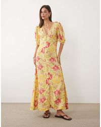 Miss Selfridge - Lace Trim Button Through Maxi Dress - Lyst