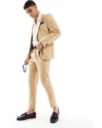 ASOS - Linen Blend Tapered Suit Trousers - Lyst