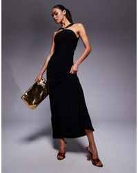 ASOS - Trimmed Halterneck Maxi Dress With Twisted Back Detail - Lyst