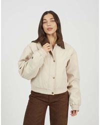 Brave Soul - Twill Bomber Style Jacket With Cord Collar - Lyst