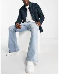 TOPMAN Denim Flared Jeans in Black for 