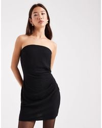 ONLY - Ruched Detail Bandeau Mini Dress - Lyst