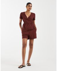 Vero Moda - Linen Touch Short Sleeve Wrap Top Co-Ord - Lyst