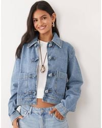 Mango - 100% Cotton Denim Jacket With Button Detail - Lyst