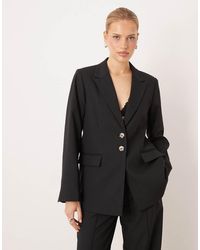 Y.A.S - Oversized Tortoise Button Tailored Blazer - Lyst