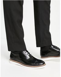 ASOS - Chaussures richelieu à lacets en cuir brillant avec semelle contrastante - /blanc - Lyst