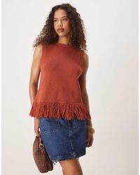 ASOS - Clean Knitted Fringed Tank - Lyst