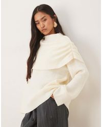 Pretty Lavish - Knitted Exaggerated Collar Relaxed Jumper - Lyst