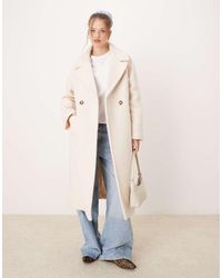 River Island - Ruimvallende Overjas Met Wollook - Lyst