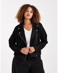 Vero Moda - Faux Suede Biker Jacket With Washed Effect - Lyst