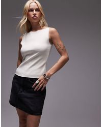 Mango - Slim Fit Fine Knit Boat Neck Vest Top - Lyst