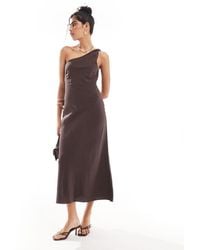 & Other Stories - One Shoulder Linen Midi Dress With Twisted Strap Detail - Lyst