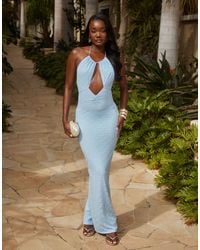 South Beach - Cut Out Front Halter Maxi Lace Beach Dress - Lyst