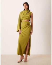 ASOS - High Neck One Shoulder Maxi Dress With Batwing Sleeve And Cut Out - Lyst