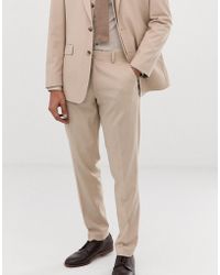 ASOS Wedding Tapered Suit Pants In Camel Wool Mix Tartan Check in Beige (Natural) for Men - Lyst