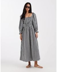 New Look - Shirred Milkmaid Midi Dress - Lyst