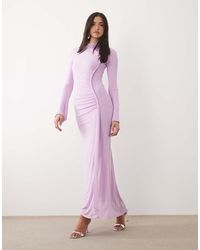 ASOS - Mesh Long Sleeve Maxi Dress With Twist Detail - Lyst