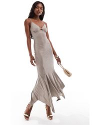 ASOS - Maxi Cami-Jurk Met Ruches Aan De Zoom En Afwerking - Lyst