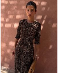 Never Fully Dressed - Gaia Plisse Short Sleeve Tie Detail Maxi Dress - Lyst