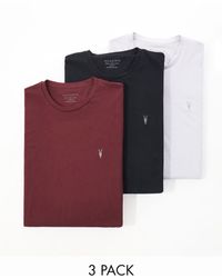 AllSaints - Tonic - confezione da 3 t-shirt rossa, grigia e nera - Lyst