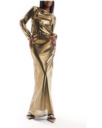 ASOS - Falda larga dorada metalizada transparente - Lyst