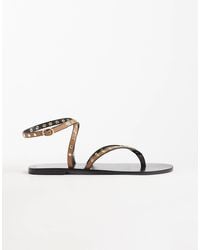 Mango - Strappy Flat Sandals With Studs - Lyst