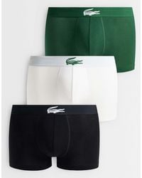 Lacoste - 3er-pack stretch-baumwoll-trunks mit kroko-bund - Lyst