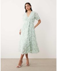 Y.A.S - Textured V Neck Midi Dress - Lyst