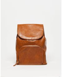 ASOS Soft Backpack With Zip Front Pocket - Brown