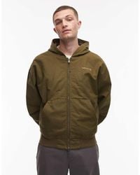 Timberland - Chaqueta Bomber Verde Oliva Con Capucha Y Acabado Lavado De Lona Gruesa De - Lyst