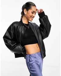 NA-KD - Faux Leather Bomber Jacket - Lyst