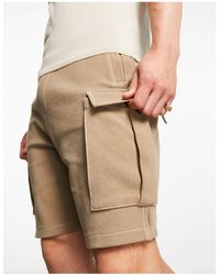 Bershka - Wide Fit Jersey Cargo Shorts With Belt - Lyst