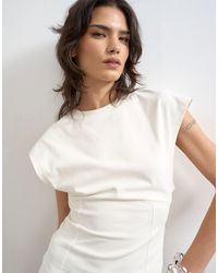 TOPSHOP - Corset Seamed Cap Sleeve Top - Lyst