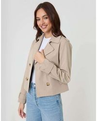 Threadbare - Double Breasted Cropped Trench Coat - Lyst