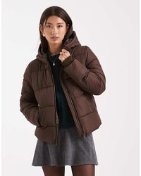 Pieces - Padded Coat With Hood - Lyst