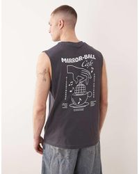 Only & Sons - Camiseta Gris Carbón Extragrande Sin Mangas Con Estampado "Mirrorball" En La Espalda De - Lyst