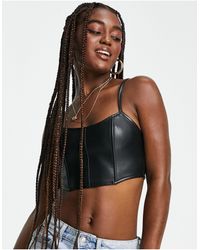 Pull&Bear - Faux Leather Corset Top Co-ord - Lyst